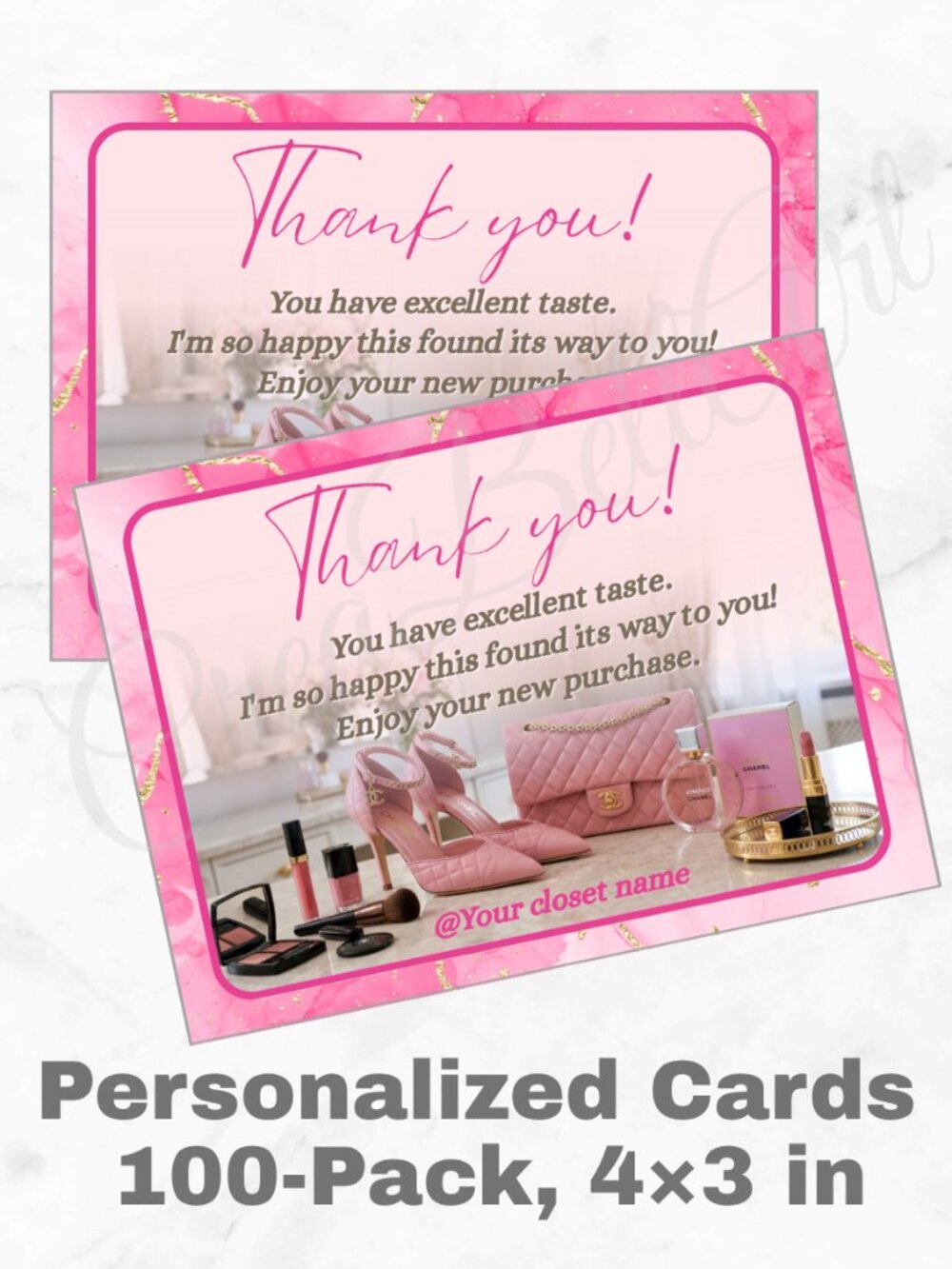 100 Personalized Makeup Thank You Cards Small Business, 4×3 in